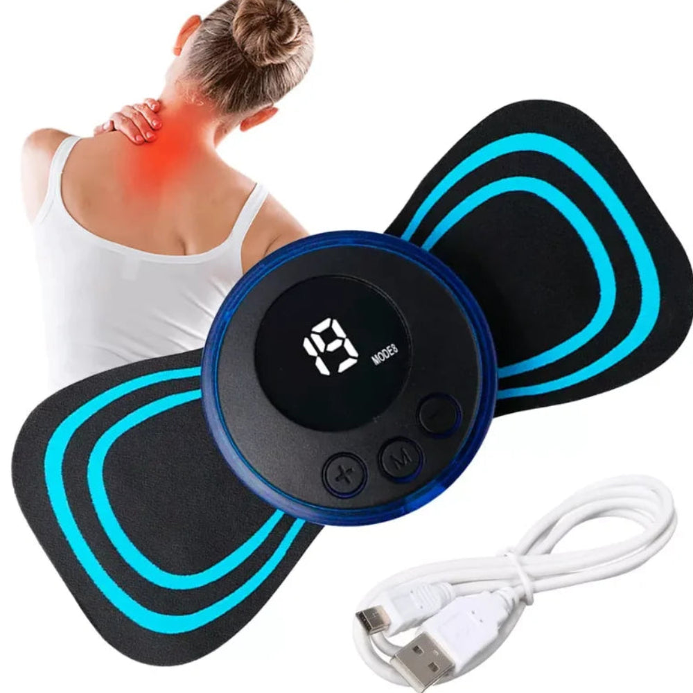 Massageador Elétrico Portátil EMS – Alívio de Dores Musculares em Minutos
